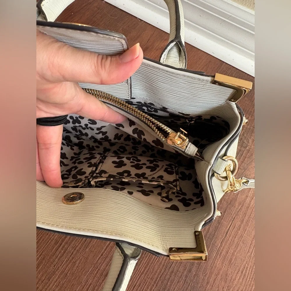 Rebecca Minkoff Gray Leather Satchel Shoulder Bag Crossbody Gold Hardware